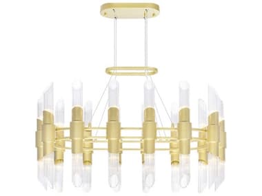 CWI Lighting Croissant 28-Light Satin Gold Cylinder Island Pendant CWI1269P3928602O