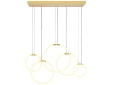 CWI Lighting Hoops Satin Gold Round Island Pendant CWI1273P445602RC