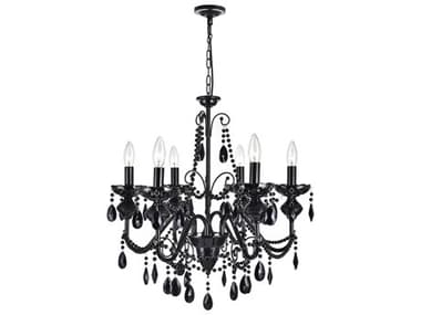 CWI Lighting Keen 6-Light Black Traditional Candelabra Chandelier CWI5095P22B6