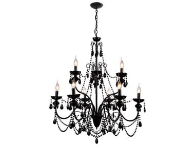 CWI Lighting Keen 9-Light Black Traditional Candelabra Chandelier CWI5095P32B9