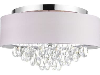 CWI Lighting Dash 4-Light Chrome Off White Round Flush Mount CWI5443C18COFFWHITE