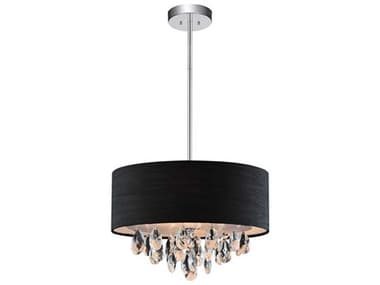 CWI Lighting Dash 3-Light Chrome Black Drum Pendant CWI5443P14CBLACK