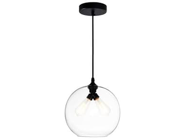 CWI Lighting Glass 2-Light Black Globe Mini Pendant CWI5553P12CLEAR2L