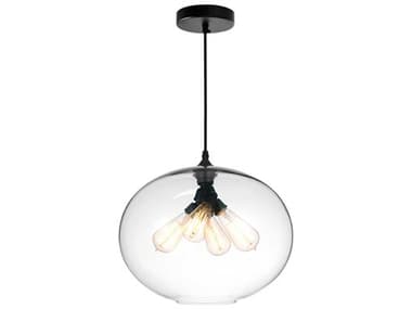 CWI Lighting Glass 4-Light Black Globe Pendant CWI5553P16CLEAR