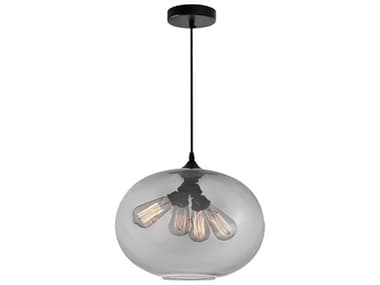 CWI Lighting Glass 4-Light Black Globe Pendant CWI5553P16SMOKE