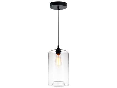 CWI Lighting Glass 1-Light Black Cylinder Mini Pendant CWI5553P7CLEAR