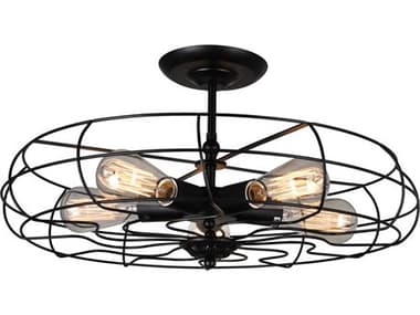 CWI Lighting Pamela 5-Light Black Semi Flush Mount CWI9606C195101