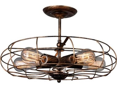 CWI Lighting Pamela 5-Light Antique Copper Semi Flush Mount CWI9606C195128