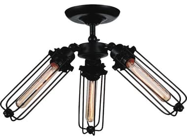 CWI Lighting Benji 3-Light Black Cylinder Semi Flush Mount CWI9624C233101