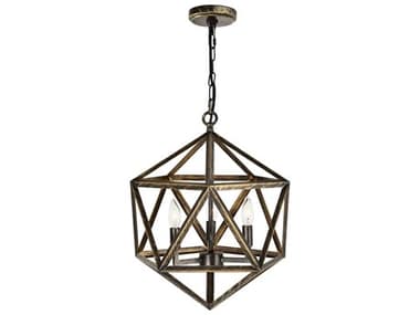 CWI Lighting Amazon 3-Light Antique Forged Copper Geometric Pendant CWI9641P173128