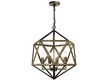 CWI Lighting Amazon 4-Light Antique Forged Copper Geometric Pendant CWI9641P204128