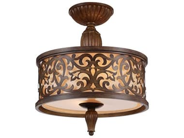 CWI Lighting Nicole 3-Light Brushed Chocolate Brown Traditional Drum Semi Flush Mount CWI9807C143116