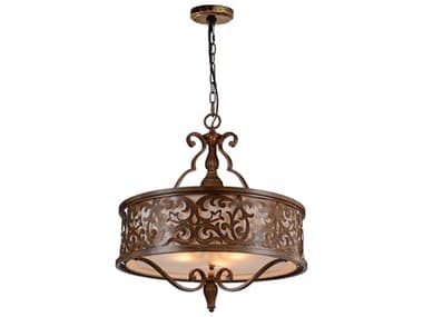 CWI Lighting Nicole 5-Light Brushed Chocolate Brown Traditional Drum Pendant CWI9807P215116A