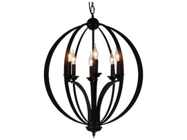 CWI Lighting Drift 6-Light Black Candelabra Globe Chandelier CWI9825P246101