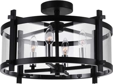 CWI Lighting Miette 4-Light Black Drum Semi Flush Mount CWI9827C184101