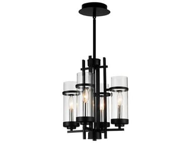 CWI Lighting Sierra 4-Light Black Cylinder Pendant CWI9827P144101