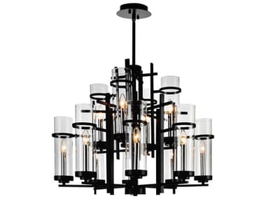 CWI Lighting Sierra 12-Light Black Cylinder Tiered Chandelier CWI9827P3012101A