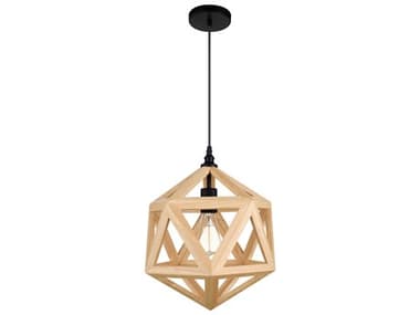 CWI Lighting Lante 1-Light Black Wood Geometric Pendant CWI9945P131101