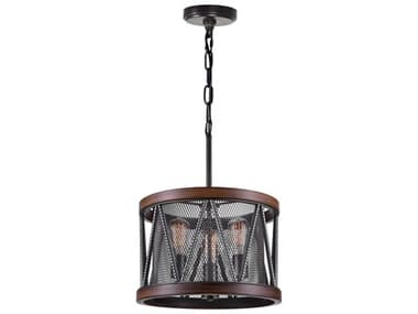 CWI Lighting Parsh 3-Light Pewter Black Drum Pendant CWI9954P163101