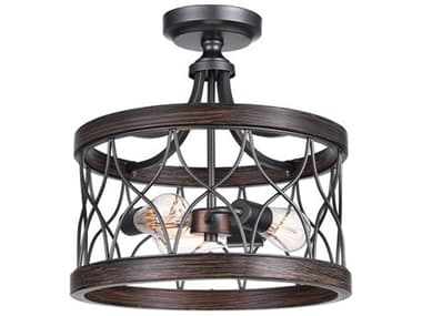 CWI Lighting Amazon 3-Light Gun Metal Bronze Drum Semi Flush Mount CWI9966C163242