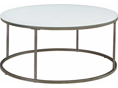Palliser Case Goods Julien Round Frosted Glass &amp; Natural Steel Coffee Table CX836075GLF075