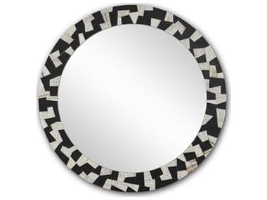Currey & Company Black / Natural 36'' Round Wall Mirror CY10000122