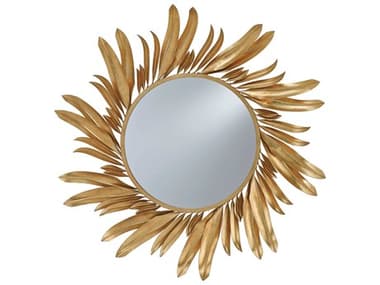 Currey & Company Folium Contemporary Gold Leaf Sunburt Wall Mirror CY1108