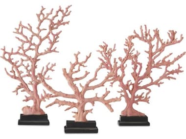 Currey &amp; Company Antique Red / Pale Pink Black Coral Branches Sculpture (Set of 3) CY12000436