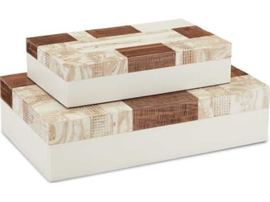 Currey & Company 1940s Beige / Brown / Ivory / Natural Box (Set of 2) CY12000446