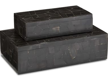 Currey & Company Bone Mosaic Black Box (Set of 2) CY12000452