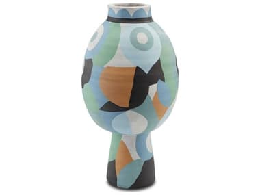 Currey & Company So Nouveau Blue / Green Black Yellow Vase CY12000462