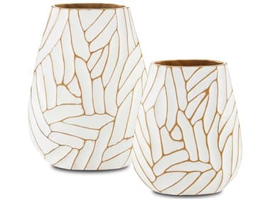 Luxecor Anika White / Gold Vase Set of 2 LXCVST29408