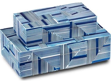 Currey & Company Cade Blue / White Box (Set of 2) CY12000512