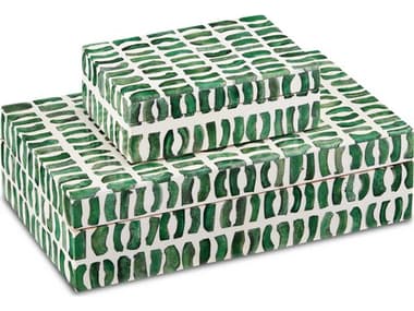 Currey & Company Green / White Decorative Accent Box (Set of 2) CY12000585