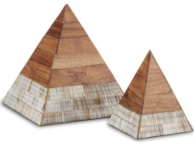 Currey & Company Natural Hyson Pyramids Sculpture (Set of 2) CY12000638
