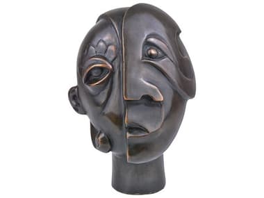 Currey & Company Dark Brown Cubist Head Sculpture CY12000720