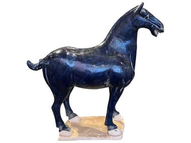 Currey & Company Tang Dynasty Blue 23'' Horse Sculpture CY12000781