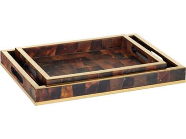 Currey & Company Casey Brown Tray Set of 2 CY12001022