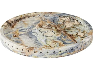 Currey & Company Freya Floral Jade Marble Tray CY12001037