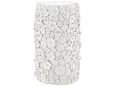 Currey & Company Jessamine Round Ceramic White End Table CY20000038