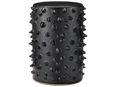 Currey & Company Baltz Round Ceramic Black End Table CY20000045