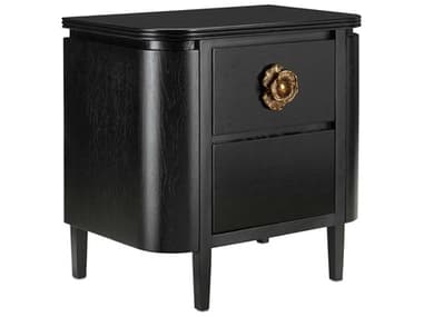 Currey &amp; Company Briallen Caviar Black / Antique Brass Two-Drawer Nightstand CY30000098