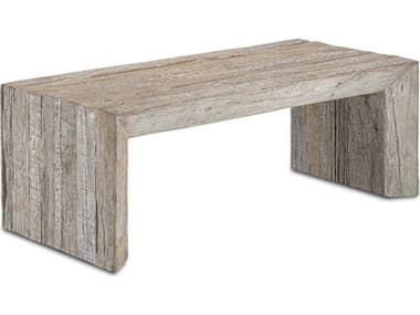 Currey & Company Kanor 48" Rectangular Wood Whitewash Coffee Table CY30000169