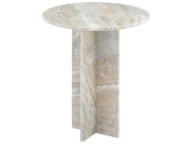 Currey & Company Harmon Round Marble Natural End Table CY30000183