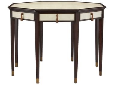 Currey & Company Evie Ivory / Dark Walnut Brass 42'' Wide Octagon Foyer Table CY30000200