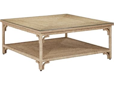Currey & Company Olisa 40" Square Glass Natural clear Coffee Table CY30000219