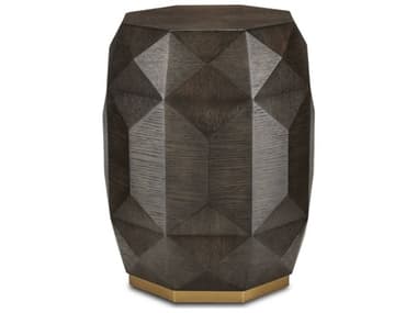 Currey & Company Kendall Hexagon Wood Dove Gray polished Brass End Table CY30000224