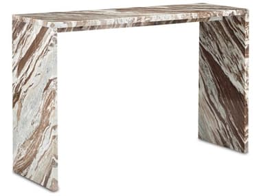 Currey & Company Ryan 23" Rectangular Marble Brown Natural Console Table CY30000231