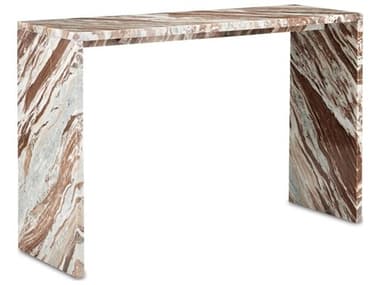 Currey & Company Ryan 52" Rectangular Marble Brown Natural Console Table CY30000233
