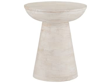 Luxecor Gati Round Wood Whitewash End Table LXCVST29433